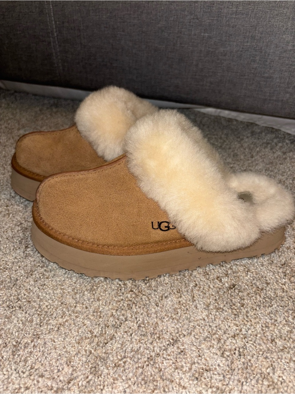 UGG Slippers in Chestnut Brown, size 7.5, worn only a few times, originally $120